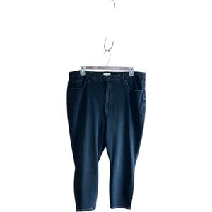 NWT Good American black cotton polyester elastane stretch jeans Size 24